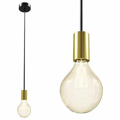 Modern Two Gold Metal Ceiling Lights with Transparent Glass Shade and Sleek Design 3d model
