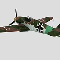 Vintage Military Fighter Aircraft with Camouflage Paint Green Brown Colors Iron Cross Insignia Yellow Propeller Design