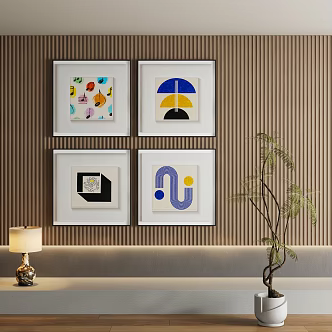 Modern abstract hanging picture combination 3d model