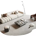 White Sofa and Coffee Table Set with Marble Top Throw Pillows Accent Chair and Rug