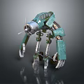 Sci Fi Mechanical Creature With Green Exoskeleton Multiple Legs And Propeller