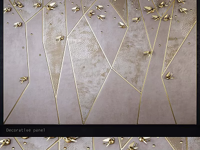 Intricate Geometric Design Decorative Wall Panel With Gold Accents And Textured Surface 3d model