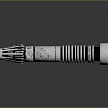 Silver Metal Lightsaber Weapon With Detailed Mechanical Design And Reflective Surface