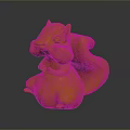 Golden Squirrel Sculpture 3D Modeled Figurine With Shiny Surface And Detailed Features