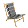 Modern Wooden Lounge Chair With Striped Design And Light Dark Wood Tones