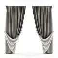 Modern Elegant Gray Curtains Featuring Soft Drapery Tiebacks And Layered Design 3d model