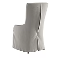 Elegant Light Gray Upholstered Dining Chairs With Modern Skirted Base And High Back 3d model