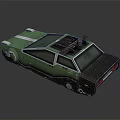 Green Vintage Modified Car With Unique Exterior Design And Roof Equipment