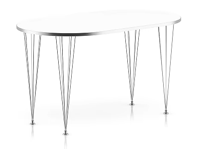Modern Oval Table With White Top And Slim Metal Legs Design 3d model
