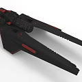Futuristic Black Sci Fi 3D Spaceship Model With Red Accents And Sleek Design