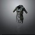 Olive Green Coat With Patterned Dress Layered Fashion Clothing Design With Pockets