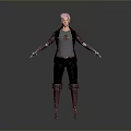 Cyberpunk 3D Humanoid Character With Pink Hair And Mechanical Arm Leg Armor