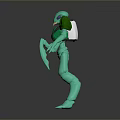 Green Game Movie Character 3D Model With Multiple Limbs And Armored Exoskeleton 3d model