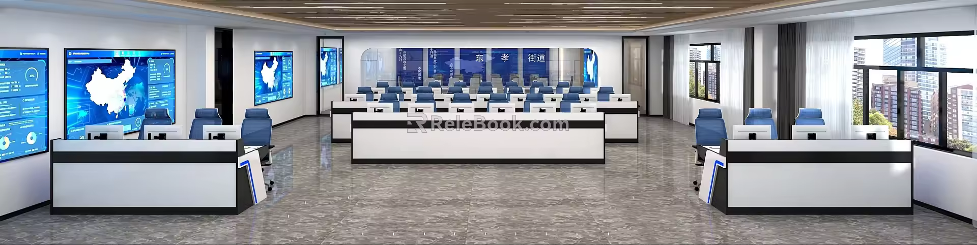 Modern Monitoring Room Science and Technology Command Center 3d model