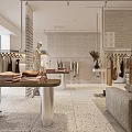 Modern Clothing Store Interior Design Featuring Apparel Racks Mannequins Seating Bench And Display Tables