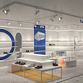 Frank WANCROO Shoe Store With White Shelves Blue Accents And Lighting
