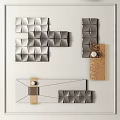 Modern 3D Geometric Wall Decor With Metallic Modules And Circular Accents 3d model
