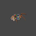 Whole Fresh Seafood Crab With Colorful Rubik's Cube On Gray Surface