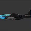 Silver Fighter Jet Model With Propeller And Blue Accents Displayed On Reflective Surface