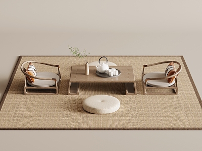 New Chinese Tea Table and Chair 3d model