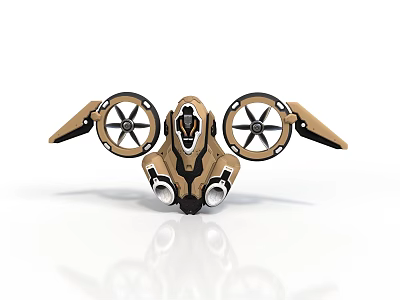 Advanced Astronautical Space Exploration Device With Dual Propellers And Golden Black Mechanical Structure 3d model
