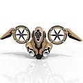 Advanced Astronautical Space Exploration Device With Dual Propellers And Golden Black Mechanical Structure