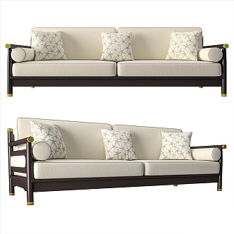 New Chinese-style double sofa 3d model