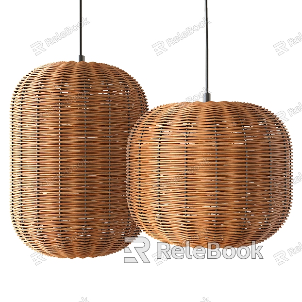 Rattan and metal ceiling lamps model