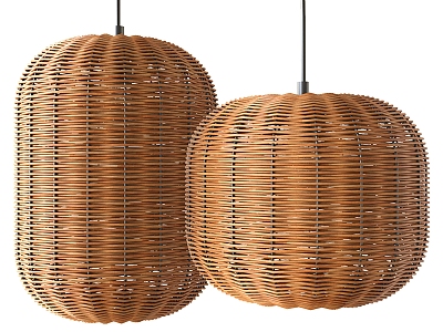 Rattan and metal ceiling lamps model