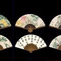 Traditional Folding Fan Hanging Decor with Colorful Patterns Artistic Designs and Tassel Details
