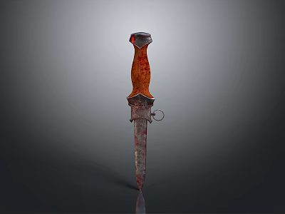 Vintage Weapon Knife with Wooden Handle and Rustic Metal Blade Isolated on Dark Background 3d model