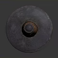 Rustic Wooden Column With Textured Surface And Round Metal Base Plate