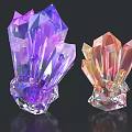 Vibrant Purple And Pink Crystal Clusters With Faceted Surfaces On Black Background