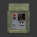 Green Textured Operation Pillar With Panel Buttons And Warning Signs