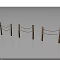 Three Brown Rope Railings With Wooden Posts And Rope Sections On White Background