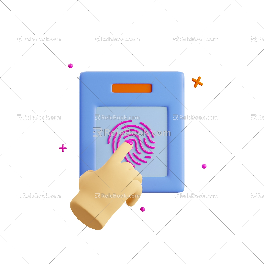 Modern fingerprint entry cartoon fingerprint entry scene 3d model