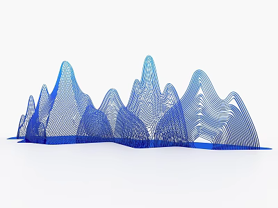 Blue Wireframe Mountain Like 3D Model Modern Abstract Artistic Sculpture 3d model