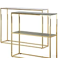 Elegant Modern Console Table with Gold Metal Frame and Marble Top Design 3d model