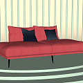 modern double sofa fabric double sofa 3d model