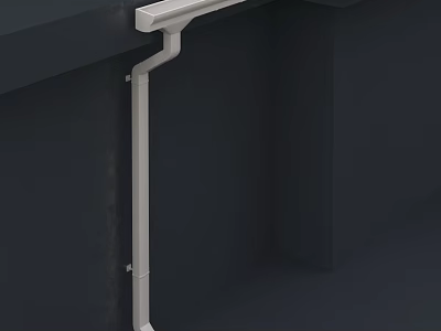 White Vertical Plumbing Pipe Installed On Dark Wall Corner Structure 3d model