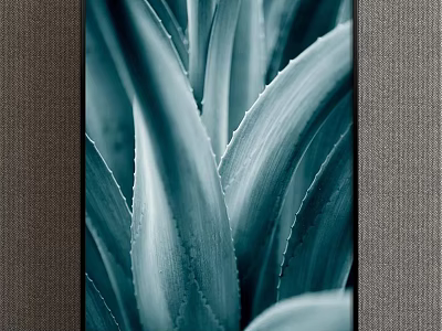 Modern Botanical Plant Painting With Teal Green Leaves And Detailed Texture 3d model