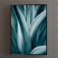 Modern Botanical Plant Painting With Teal Green Leaves And Detailed Texture