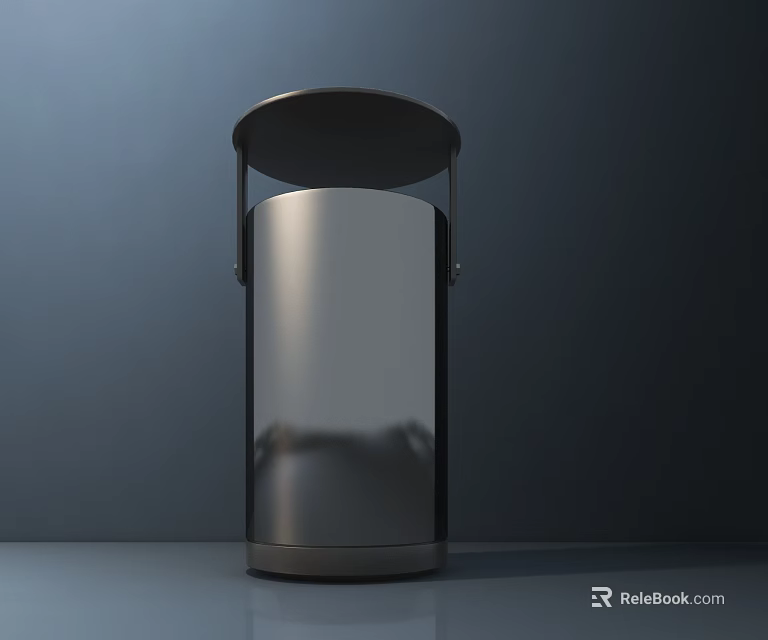 Modern Metal Trash Can as Public Facility with Round Lid and Sleek Design 3d model 