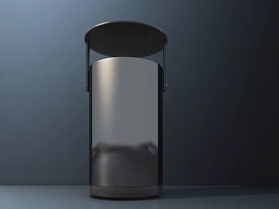 Modern Metal Trash Can as Public Facility with Round Lid and Sleek Design 3d model