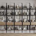 Modern Bookshelf Interior With Wooden Shelves Metal Frame Books And Decorative Vases Frames