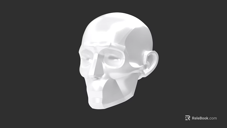 White Low Poly Head Model For Game And Film Character Design 3d model 