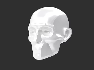 White Low Poly Head Model For Game And Film Character Design 3d model