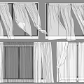 White Curtains Various Styles And Designs For Home Window Decoration 3d model