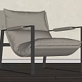 Modern Leisure Chair With Metal Frame Soft Fabric Cushion And Comfortable Pillow