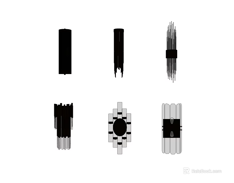 Modern Wall Lamps With Various Black And White Stylish Decorative Designs 3d model 
